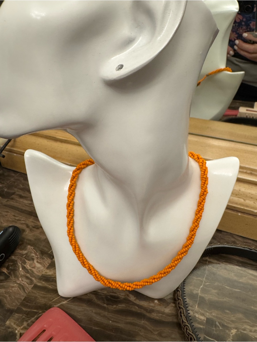 Orange Beaded Twist Necklace - Women Jewelry